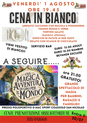 Cena in bianco e spettacolo di magia