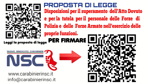 Proposta di Legge di Iniziativa Popolare “Disposizioni per il superamento dell'Atto Dovuto e per la tutela del personale delle Forze di Polizia e delle Forze Armate nell'esercizio delle proprie funzioni”