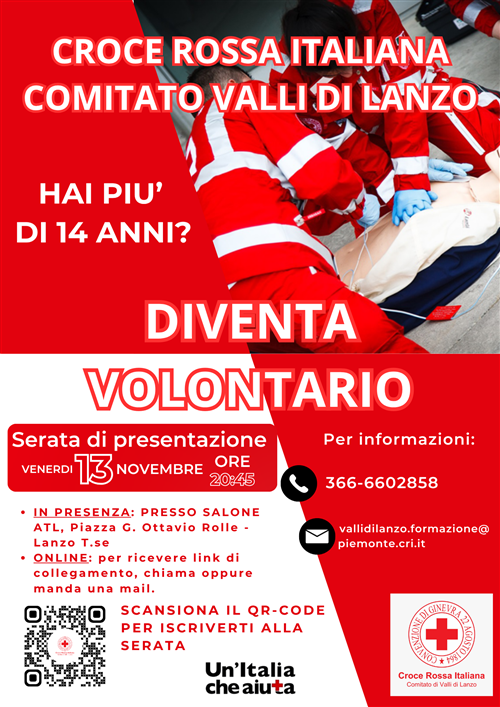 Diventa volontario della Croce Rossa Italiana - Comitato Valli di Lanzo