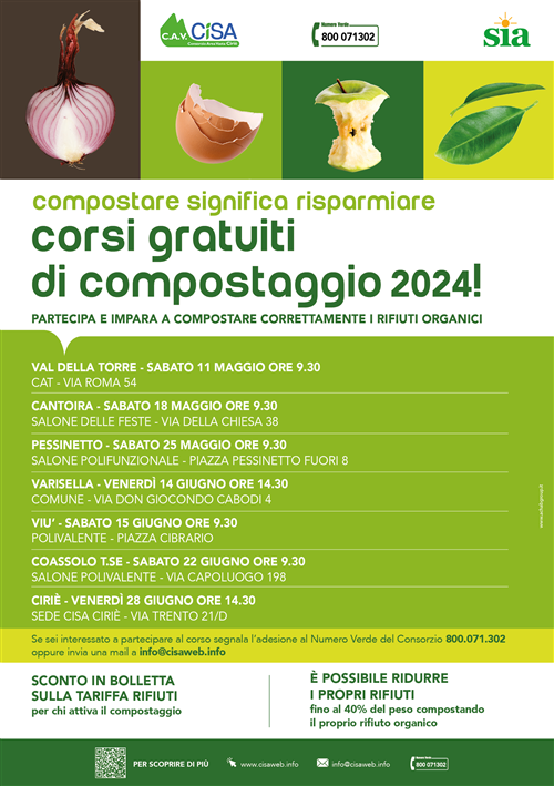 Corso di compostaggio gratuito 2024: compostare significa risparmiare!